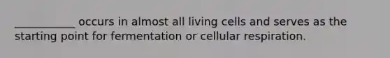 ___________ occurs in almost all living cells and serves as the starting point for fermentation or cellular respiration.