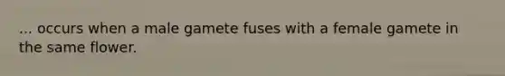 ... occurs when a male gamete fuses with a female gamete in the same flower.