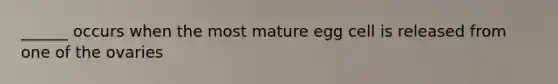 ______ occurs when the most mature egg cell is released from one of the ovaries