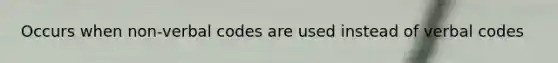 Occurs when non-verbal codes are used instead of verbal codes