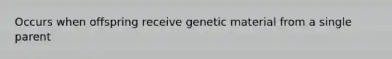 Occurs when offspring receive genetic material from a single parent