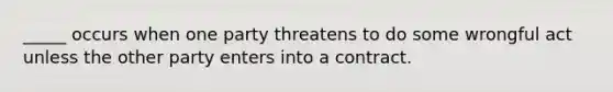 ​_____ occurs when one party threatens to do some wrongful act unless the other party enters into a contract.