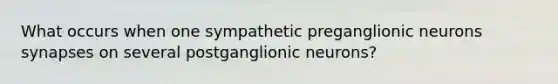 What occurs when one sympathetic preganglionic neurons synapses on several postganglionic neurons?