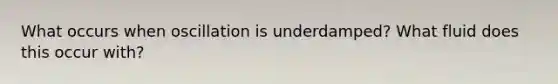 What occurs when oscillation is underdamped? What fluid does this occur with?