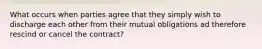 What occurs when parties agree that they simply wish to discharge each other from their mutual obligations ad therefore rescind or cancel the contract?