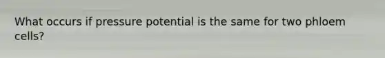 What occurs if pressure potential is the same for two phloem cells?