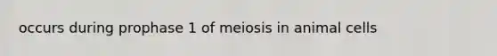 occurs during prophase 1 of meiosis in animal cells