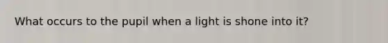 What occurs to the pupil when a light is shone into it?