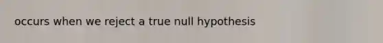 occurs when we reject a true null hypothesis