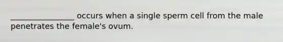 ________________ occurs when a single sperm cell from the male penetrates the female's ovum.