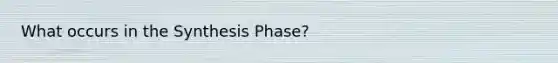 What occurs in the Synthesis Phase?