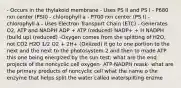 - Occurs in the thylakoid membrane - Uses PS II and PS I - P680 rxn center (PSII) - chlorophyll a - P700 rxn center (PS I) - chlorophyll a - Uses Electron Transport Chain (ETC) - Generates O2, ATP and NADPH ADP + ATP (reduced) NADP+ + H NADPH (build up) (reduced) -Oxygen comes from the splitting of H2O, not CO2 H2O 1/2 O2 + 2H+ (Oxiized) it go to one portion to the next and the next to the photosystem 2 and then to made ATP this one being energized by the sun test: what are the end projects of the noncyclic cell oxygen- ATP-NADPH reask- what are the primary products of noncyclic cell what the name o the enzyme that helps split the water called waterspilting enzme