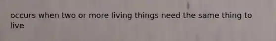 occurs when two or more living things need the same thing to live