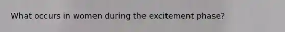 What occurs in women during the excitement phase?