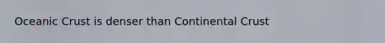 <a href='https://www.questionai.com/knowledge/kPVS0KdHos-oceanic-crust' class='anchor-knowledge'>oceanic crust</a> is denser than Continental Crust