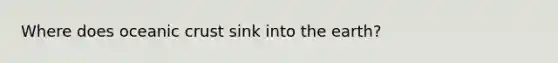 Where does oceanic crust sink into the earth?