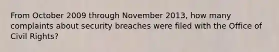 From October 2009 through November 2013, how many complaints about security breaches were filed with the Office of Civil Rights?