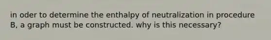 in oder to determine the enthalpy of neutralization in procedure B, a graph must be constructed. why is this necessary?