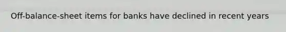 Off-balance-sheet items for banks have declined in recent years