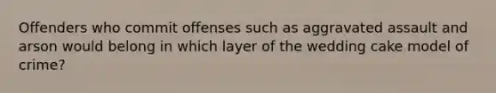 Offenders who commit offenses such as aggravated assault and arson would belong in which layer of the wedding cake model of crime?