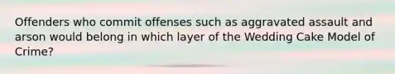 Offenders who commit offenses such as aggravated assault and arson would belong in which layer of the Wedding Cake Model of Crime?