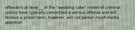 offenders at level___of the "wedding cake" model of criminal justice have typically committed a serious offense and will receive a prison term, however, will not garner much media attention