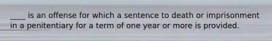 ____ is an offense for which a sentence to death or imprisonment in a penitentiary for a term of one year or more is provided.