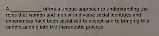 A ______________ offers a unique approach to understanding the roles that women and men with diverse social identities and experiences have been socialized to accept and to bringing this understanding into the therapeutic process