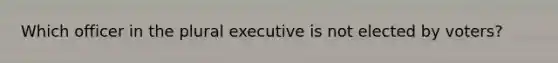 Which officer in the plural executive is not elected by voters?