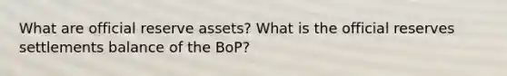 What are official reserve assets? What is the official reserves settlements balance of the BoP?