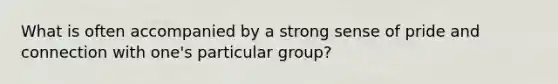 What is often accompanied by a strong sense of pride and connection with one's particular group?