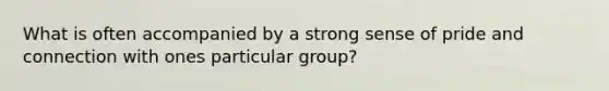 What is often accompanied by a strong sense of pride and connection with ones particular group?