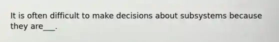 It is often difficult to make decisions about subsystems because they are___.