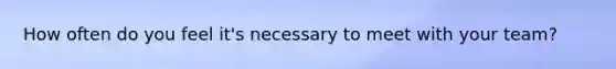 How often do you feel it's necessary to meet with your team?