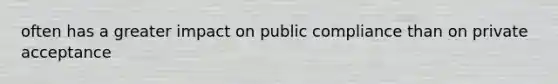 often has a greater impact on public compliance than on private acceptance