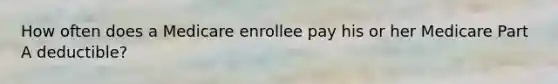 How often does a Medicare enrollee pay his or her Medicare Part A deductible?