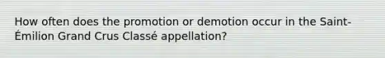 How often does the promotion or demotion occur in the Saint-Émilion Grand Crus Classé appellation?