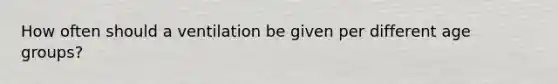 How often should a ventilation be given per different age groups?