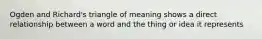 Ogden and Richard's triangle of meaning shows a direct relationship between a word and the thing or idea it represents