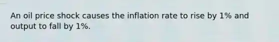 An oil price shock causes the inflation rate to rise by 1% and output to fall by 1%.