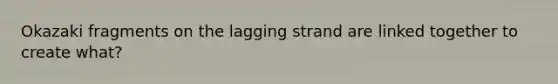 Okazaki fragments on the lagging strand are linked together to create what?