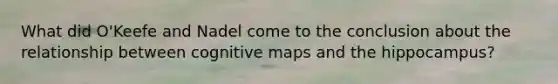 What did O'Keefe and Nadel come to the conclusion about the relationship between cognitive maps and the hippocampus?