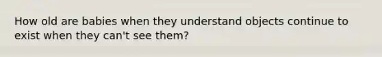 How old are babies when they understand objects continue to exist when they can't see them?