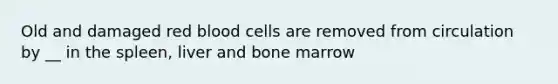 Old and damaged red blood cells are removed from circulation by __ in the spleen, liver and bone marrow