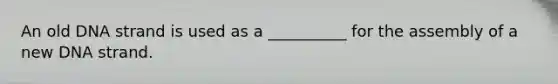 An old DNA strand is used as a __________ for the assembly of a new DNA strand.