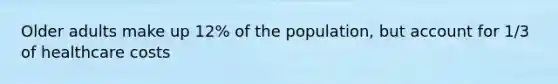 Older adults make up 12% of the population, but account for 1/3 of healthcare costs