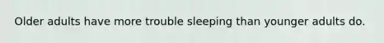 Older adults have more trouble sleeping than younger adults do.