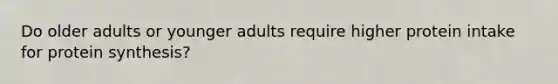 Do older adults or younger adults require higher protein intake for protein synthesis?
