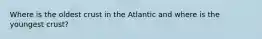 Where is the oldest crust in the Atlantic and where is the youngest crust?