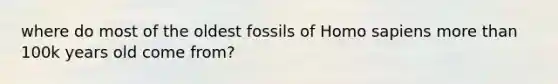 where do most of the oldest fossils of Homo sapiens more than 100k years old come from?